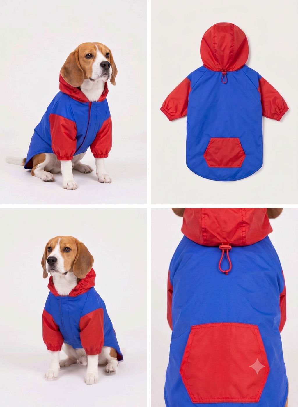 Retro Block Red & Blue Dog Raincoat