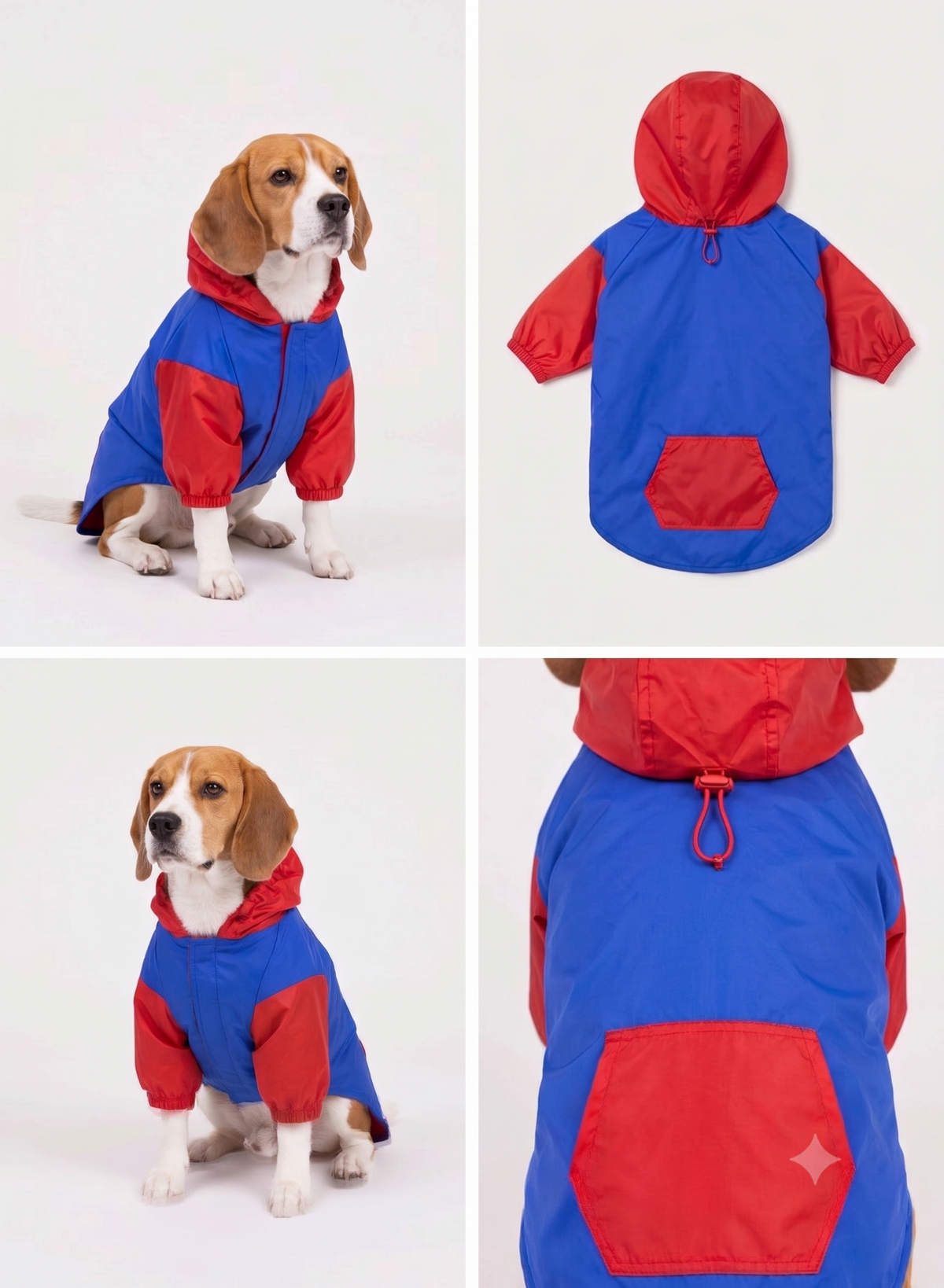Retro Block Red & Blue Dog Raincoat