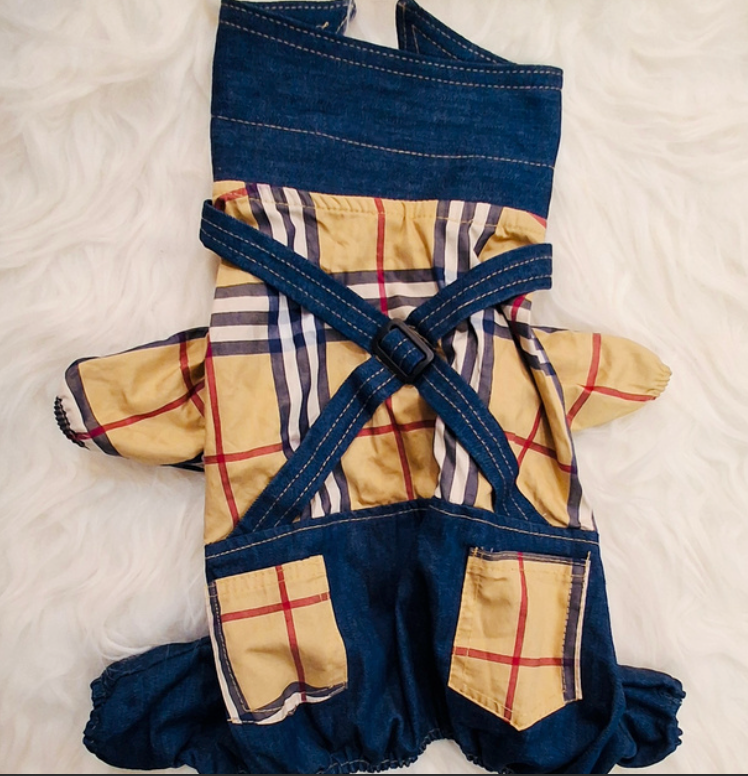 Casual Plaid & Denim Pet Dress
