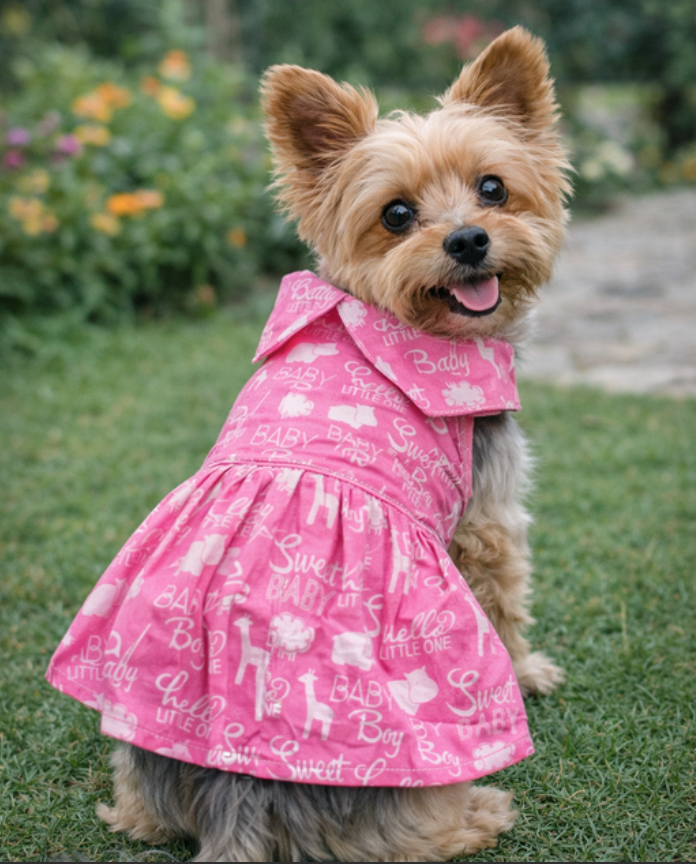 Sweet Pink Nursery Print Pet Dress