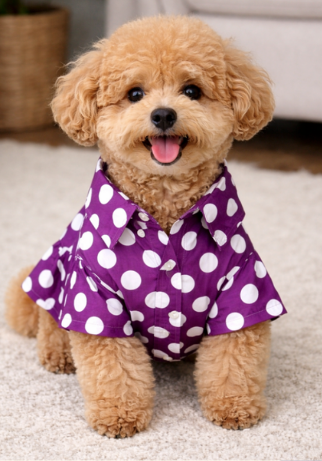 Purple Polka Dot Pet Shirt Dress