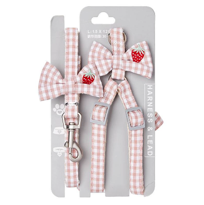 Gingham Plaid Strawberry Harness Set