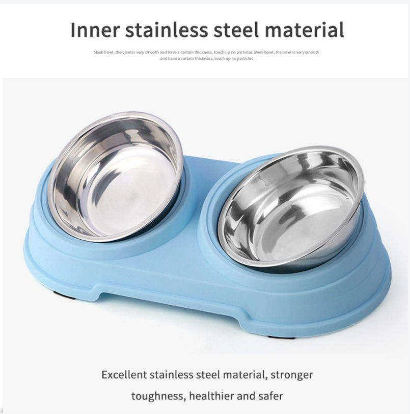 Ergonomic Tilted Dual Stainless Steel Feeding Station