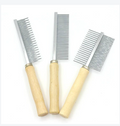 Natural Wooden Handle Stainless Steel Grooming Comb