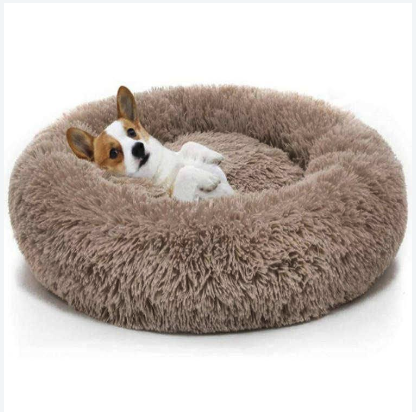 Soft Long-Plush Calming Donut Pet Bed