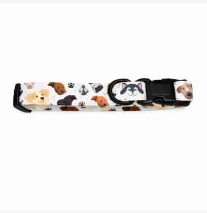Cartoon Dog Face Printed Adjustable Polyester Collar