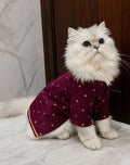 Festive Wine-Red Gold Polka Ethnic Kurta for Pets