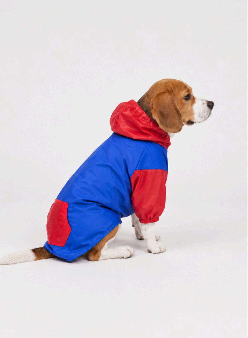 Retro Block Red & Blue Dog Raincoat
