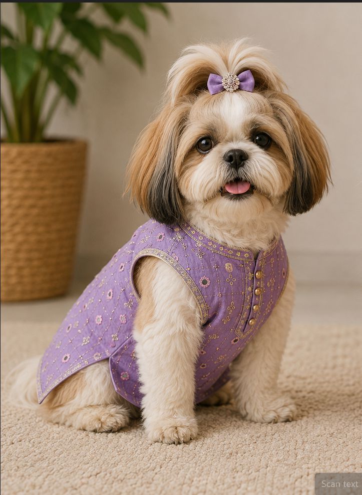 Royal Lavender Traditional Ethnic Kurta & Jacket Set for Dogs and Cats