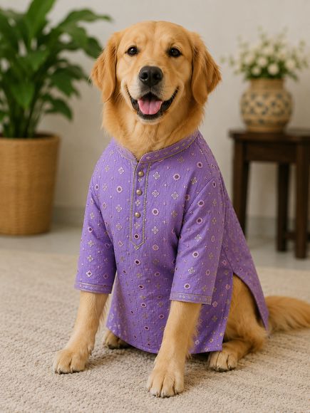 Royal Lavender Traditional Ethnic Kurta & Jacket Set for Dogs and Cats