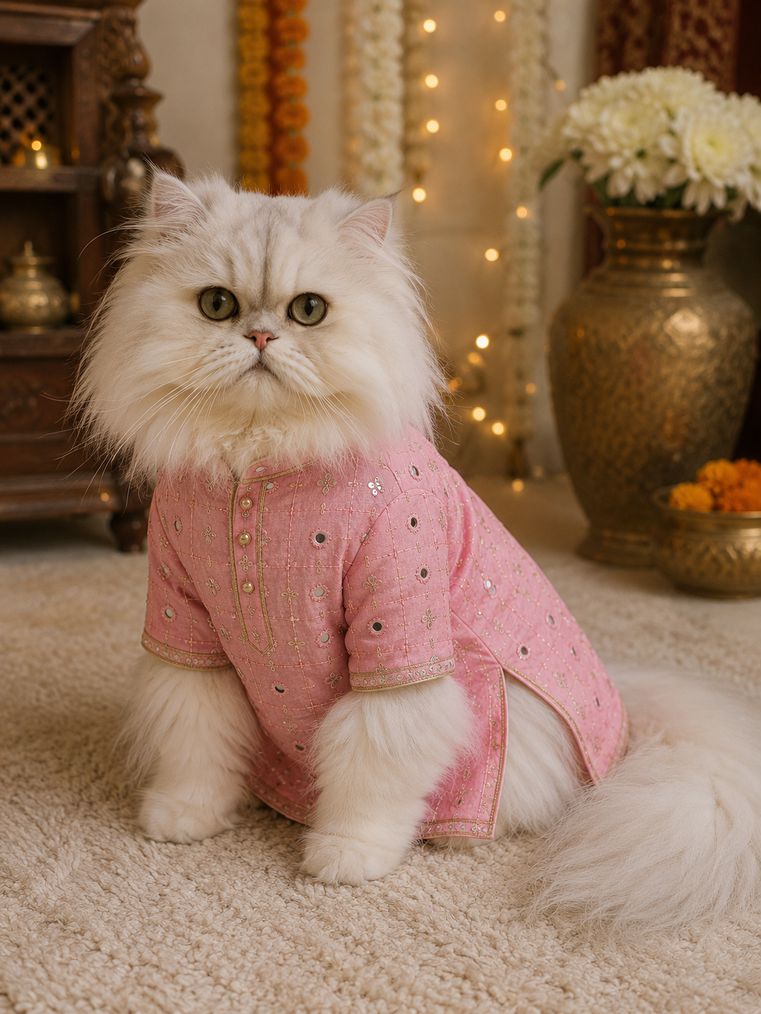 Festive Embroidered Tiered Pet Frock with Bow & Tassels
