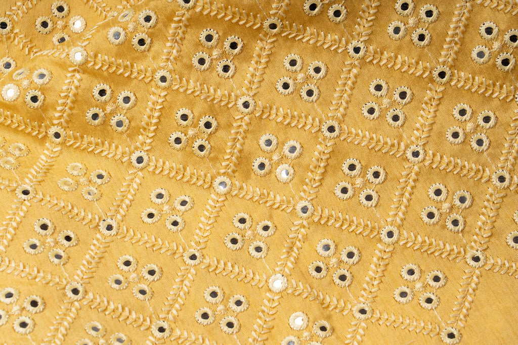 Festive Yellow Mirror-Work Traditional Angrakha Kurta for Dogs