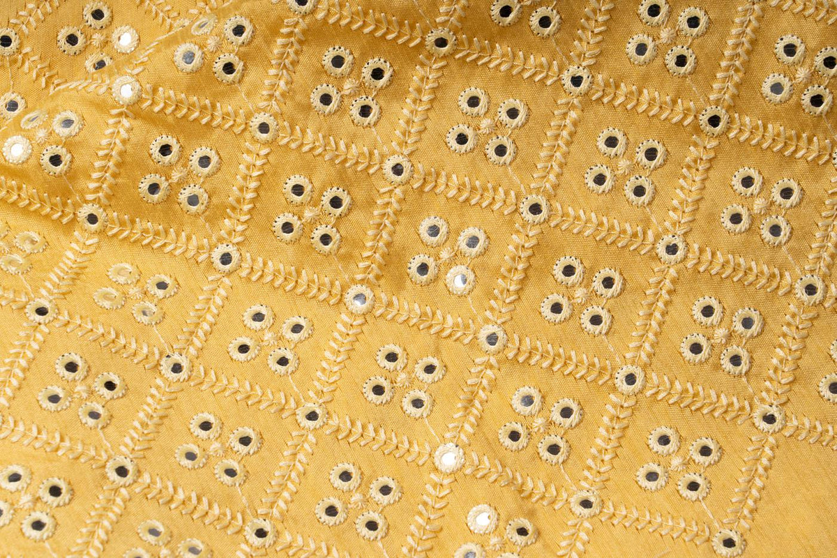 Festive Yellow Mirror-Work Traditional Angrakha Kurta for Dogs